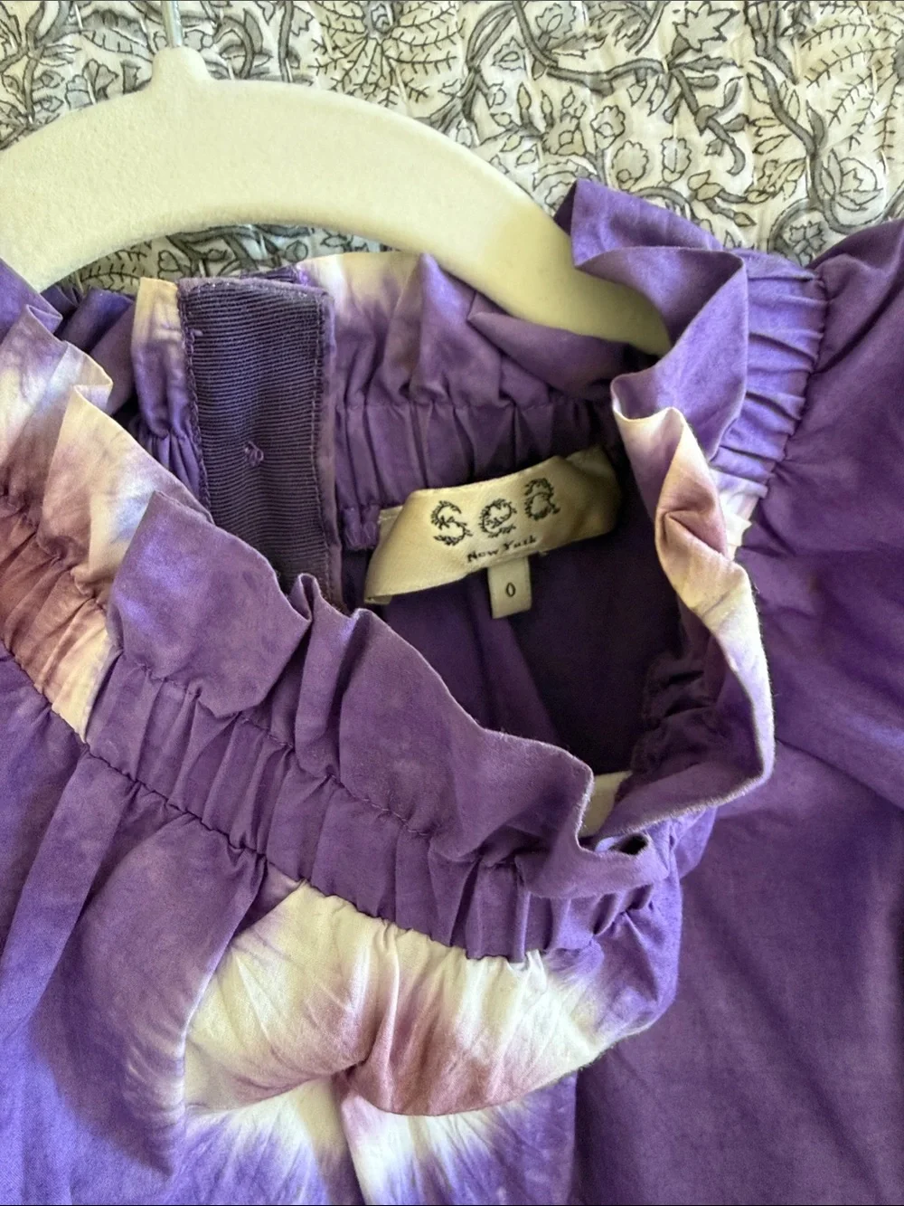 Sea New York Purple Tie-Dye Ruffled Neck Dress - Picture 2 of 4